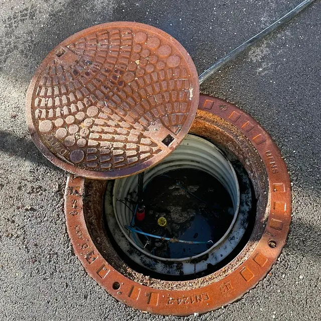 Overfylt pumpekum med slange ned